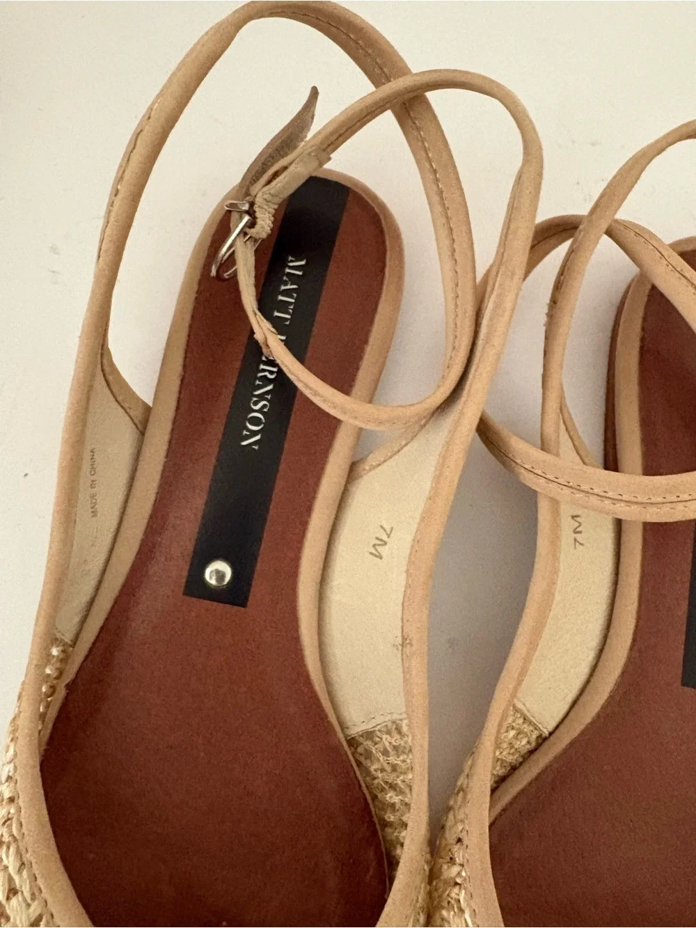 Matt Bernson Zola D’Orsay ankle strap flats Honey Raffia. 7. Great shape w/box